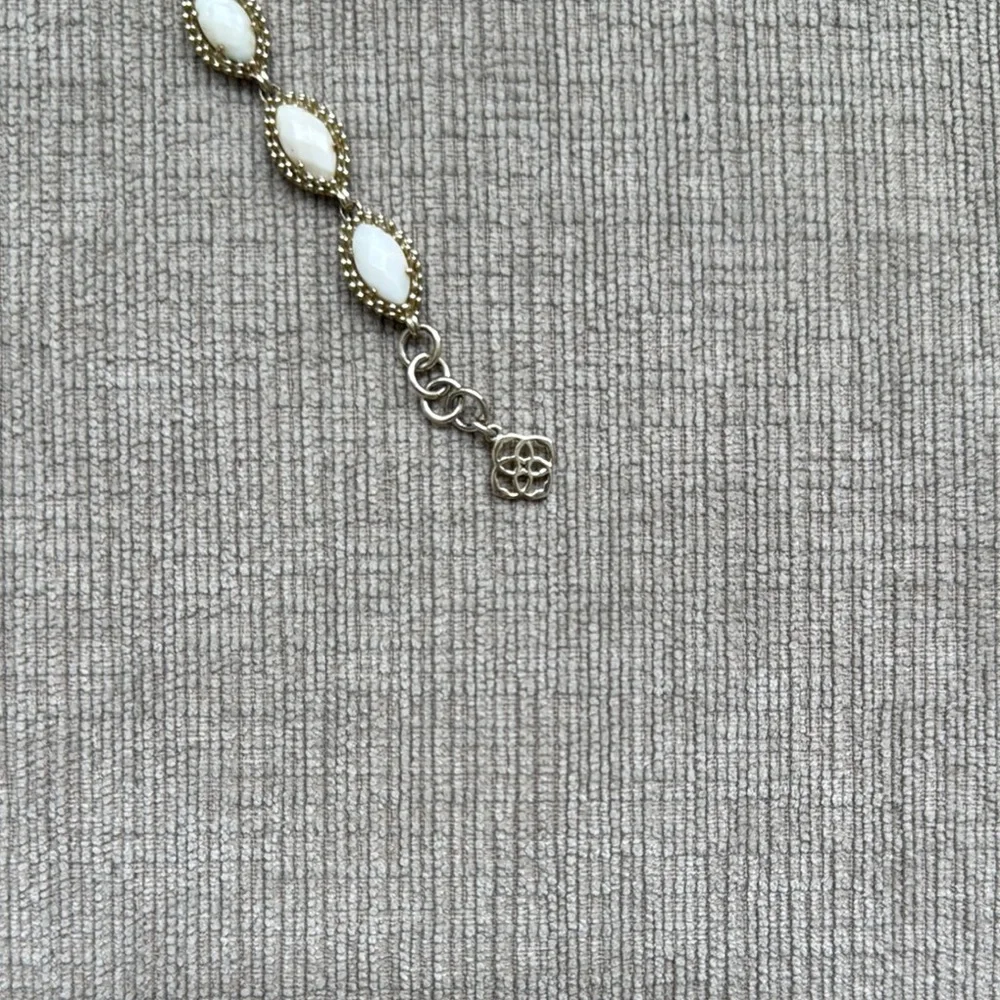 Kendra Scott White Marquise Stone Beaded Gold Bracelet